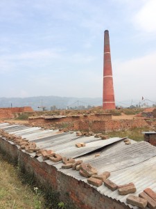 Temporary homes where entire families live during the 6 month brick kiln season 