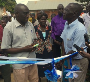Local Council Chairman Mr Okumu Luriu Thanking GDPU Chairman Ojok Simon for the Project at Tochi