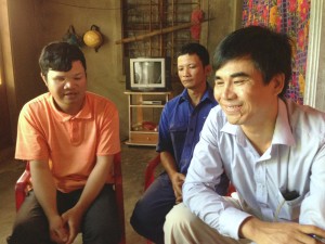 In touch again: Le Quoc Huong (left) an Agent Orange victim, first met Luong Thanh Hoai (right), at an eye hospital in Hanoi in 1988. Today, Mr Hoai advises Luong’s family as an AEPD outreach worker.