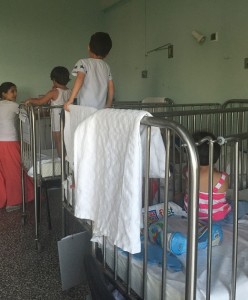 Hila in the hospital with the kids. 
