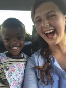 Nothing but smiles on our drive home from the airport.