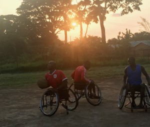 Playing basketball on the GDPU courts.